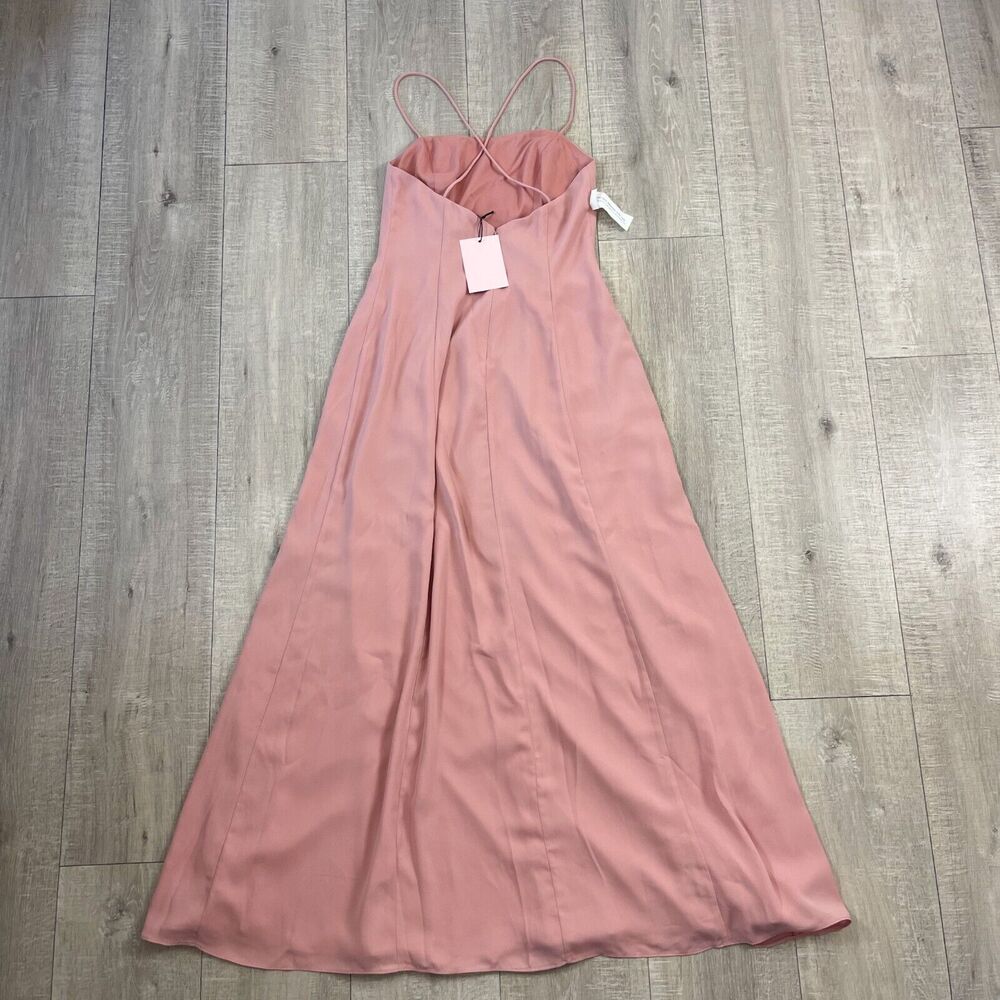 Fame and Partners Maxi Dress Womens 2 Pink Sleeveless Crossback Side Slit NWT - Picture 8 of 16